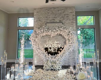 Proposal Decoration will you marry me decoration white floral proposal Decoration large love heart proposal