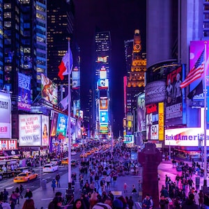 Times Square Night Photo with Neon Lights