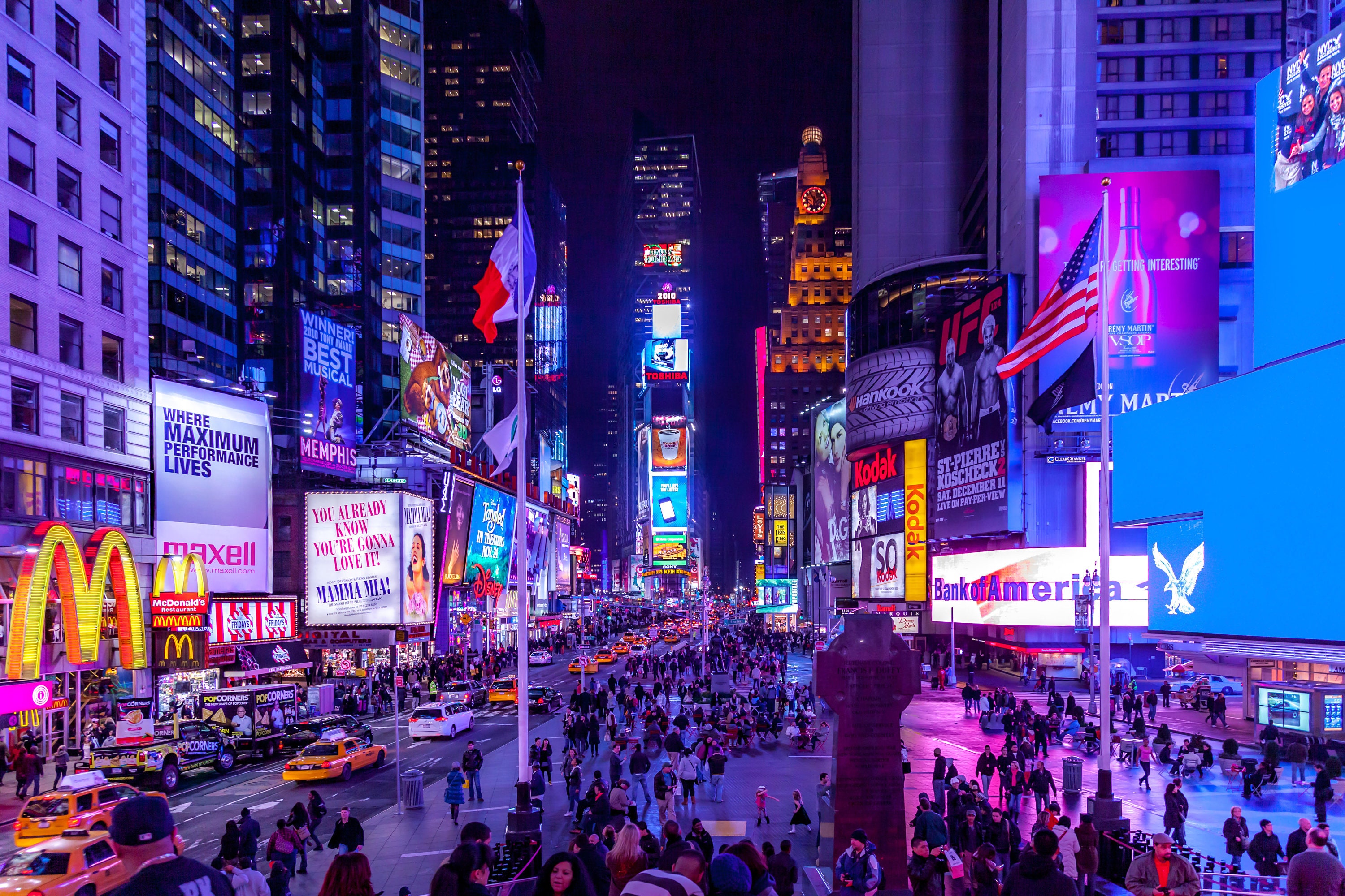 Times Square Night Photo With Neon Lights 