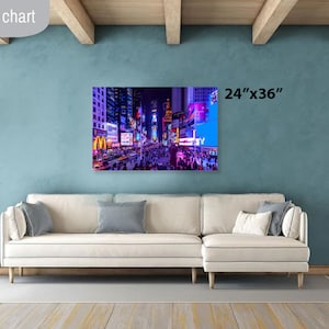 Times Square Night Photo with Neon Lights Canvas Print 24 x 36 inches