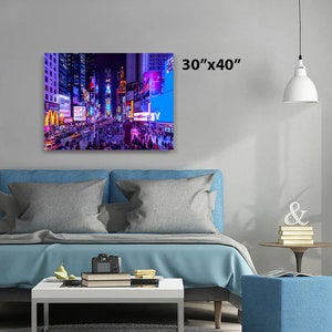 Times Square Night Photo with Neon Lights Canvas Print 30 x 40 inches