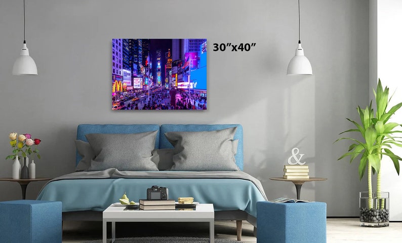 Times Square Night Photo with Neon Lights Canvas Print 30 x 40 inches