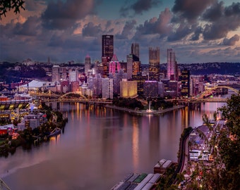 Pittsburgh Point with a colorful display of color Canvas wall Decor Setting born out of the Pittsburgh Renaissance ColorfulCanvas display