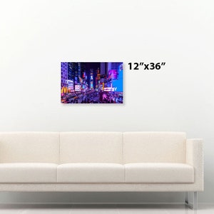 Times Square Night Photo with Neon Lights Canvas Print 12 x 36 inches