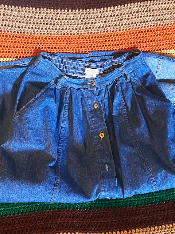SALE 1980's Vintage Cherokee Pleated Denim Skirt … - image 1