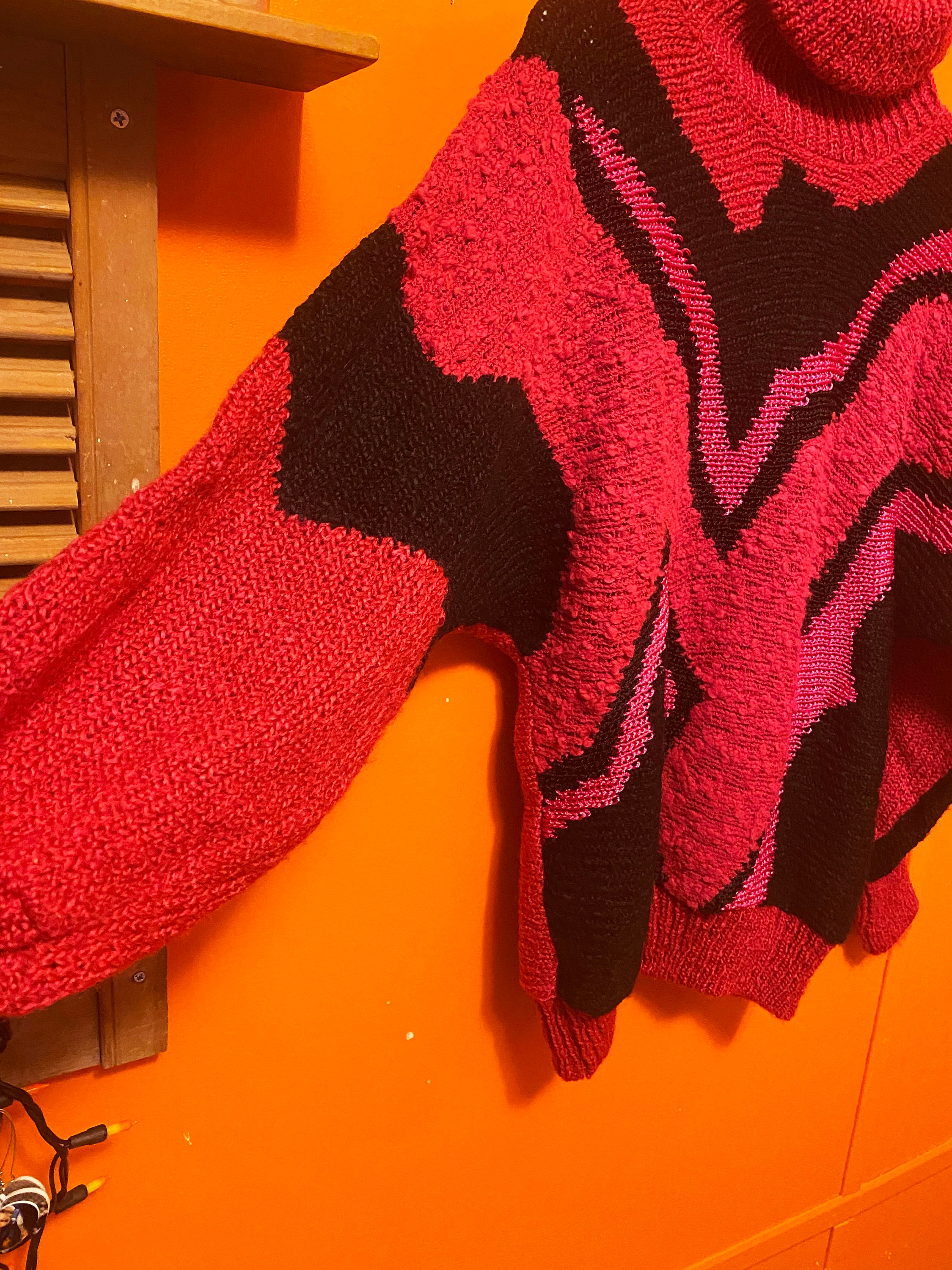 SALE 1980's Beldoch Popper Knit Sweater Magenta Pink & Black Women's ...