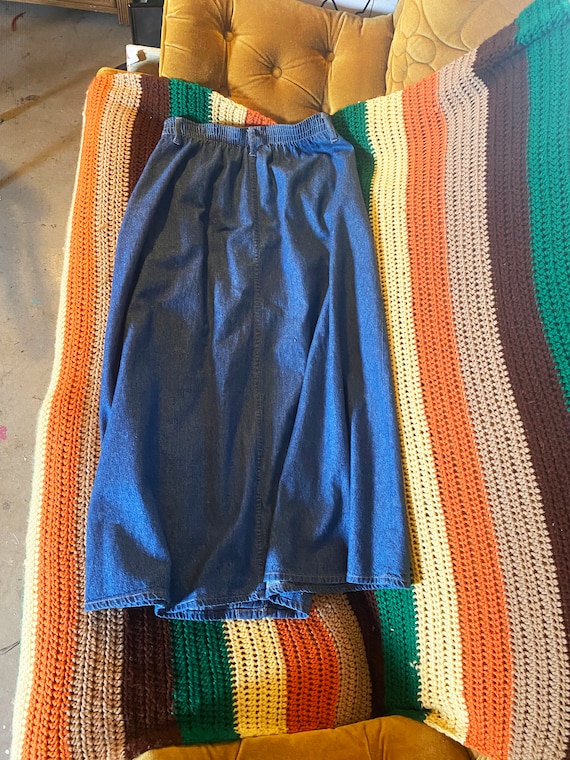 SALE 1980's Vintage Cherokee Pleated Denim Skirt … - image 6
