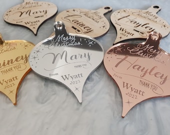 Regalos para educadores 2025: Adorno navideño personalizado con forma de lágrima. Regalo de agradecimiento para profesores. Adorno navideño personalizado. Regalos de Navidad para estudiantes.