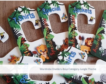 Boys BABY/TODDLER Categorised Wardrobe Dividers - Cute Jungle Theme (7) - Lovely Baby Shower Gift