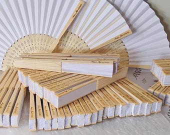 Abanicos de boda personalizados, regalos para despedidas de soltera, abanicos plegables de bambú con papel grabado personalizado, pequeños obsequios, regalos para despedidas de soltera