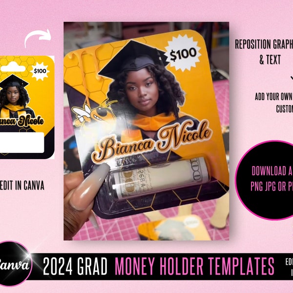 2024 Money Holder Graduation Gift Template, Money Holder Editable Canva Template for graduation gifts, Money holder png, money holder svg