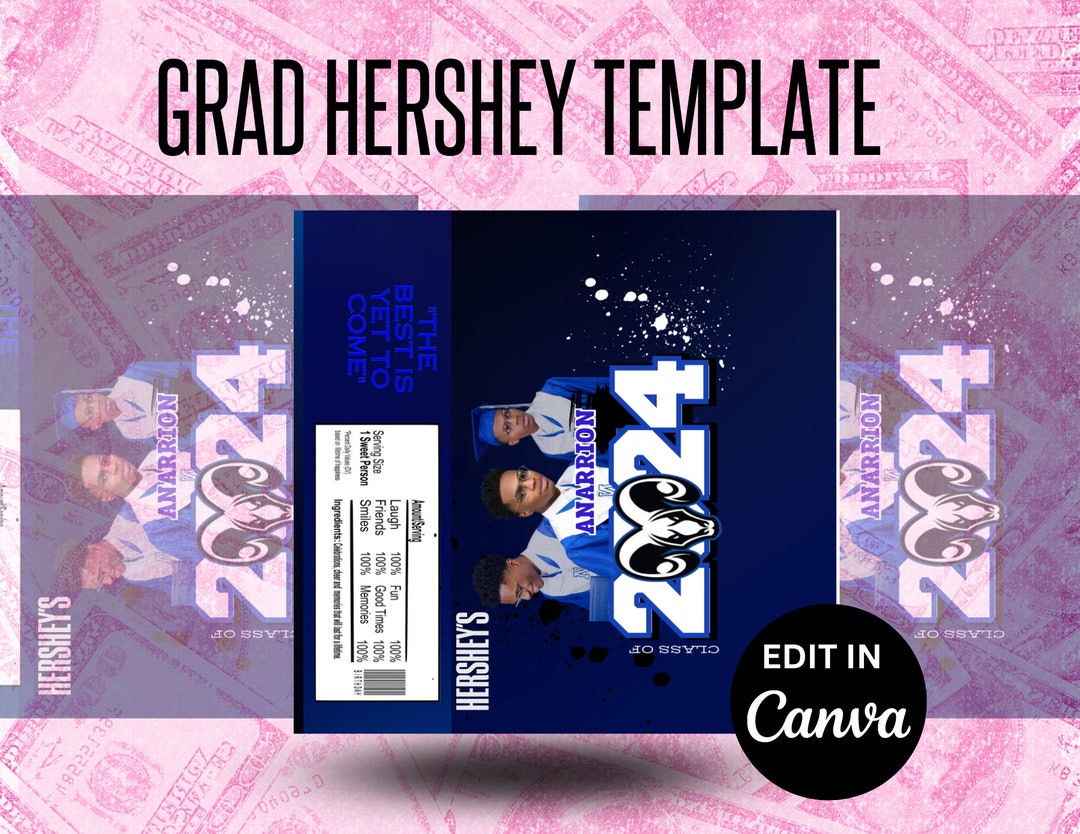 2024 Graduation Editable Party Favor Hershey Template Canva Editable ...