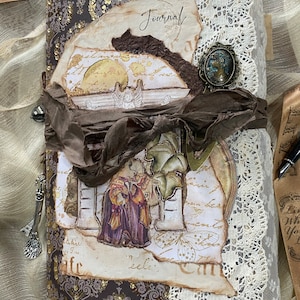 Vintage Cafe Handmade Journal, Vintage Style, Romantic, Cafe, A5, 120 pages, Bohemian