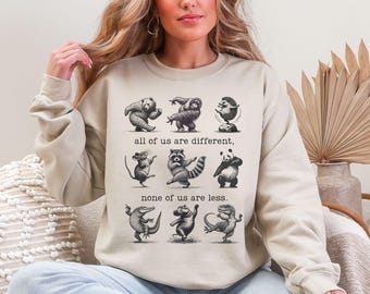 Special Education Teacher Shirt, Neurodiversity Sweatshirt, BCBA Shirt, Autism Teacher Crewneck, Inclusion Sweater, None of Us are Less