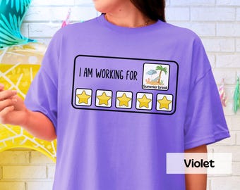 Special Education Comfort Colors Teacher Shirt, Autism Teacher T-Shirt, Working for Summer Break, RBT Tshirt, BCBA Shirt, Reward Chart Tee
