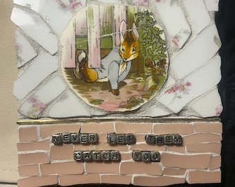 Never Let Them Catch You | Rabbit | Porcelain Mosaic | Mixed Media Assemblage | Original Art