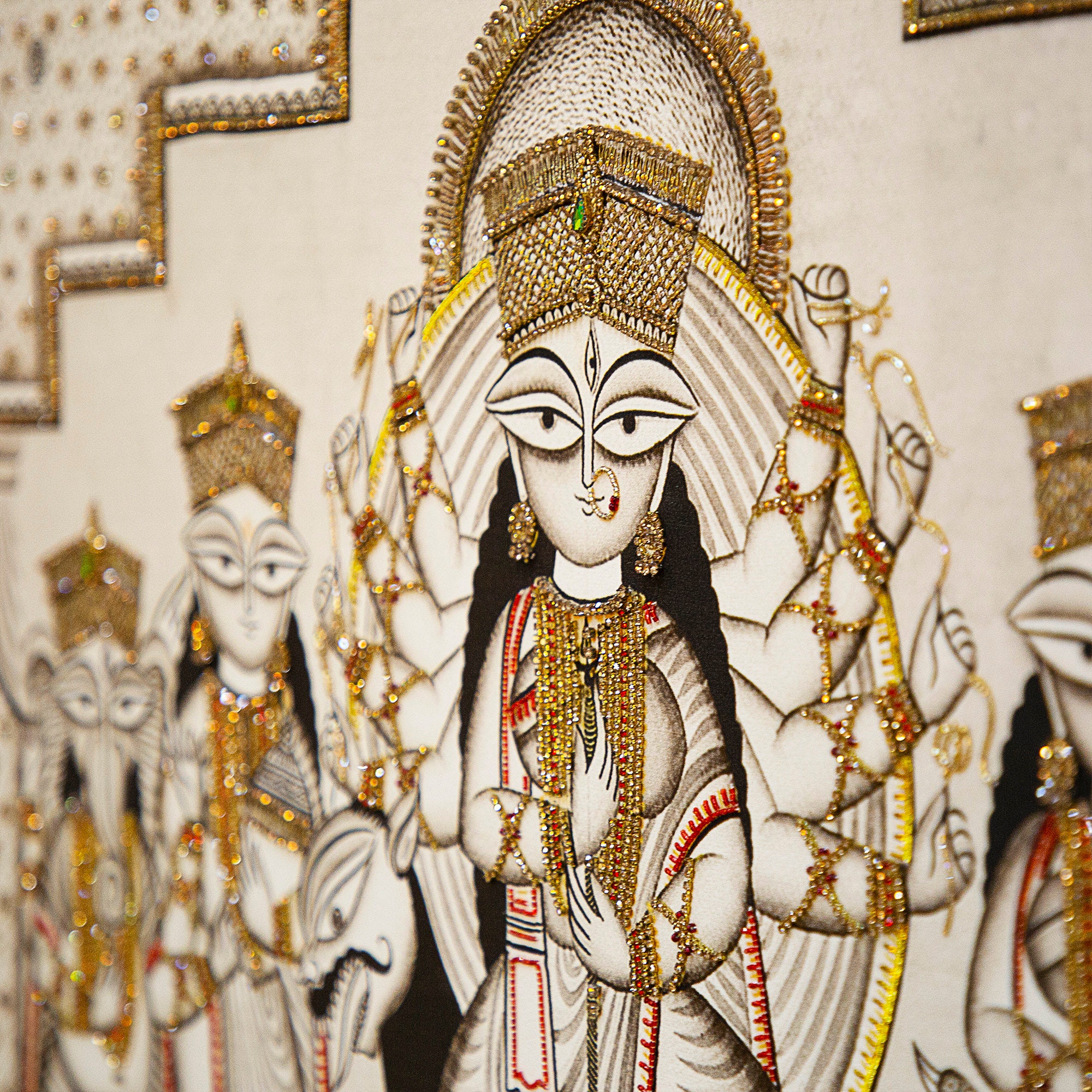 India Art Maa Durga Embroidery & Needlepoint Work Wall Décor Bengali