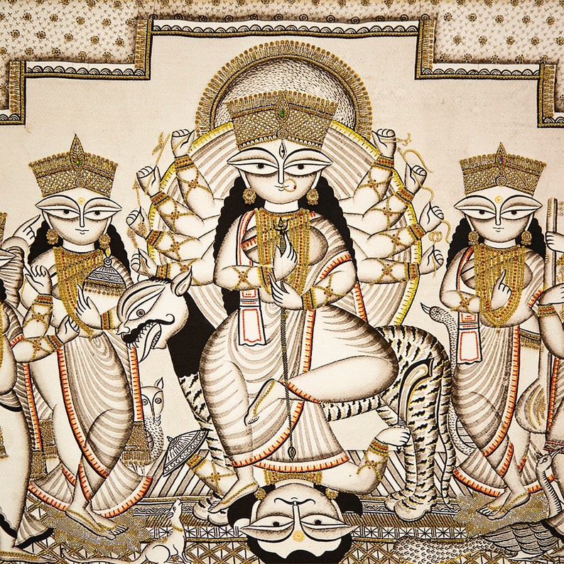 India Art Maa Durga Embroidery & Needlepoint Work Wall Décor Bengali