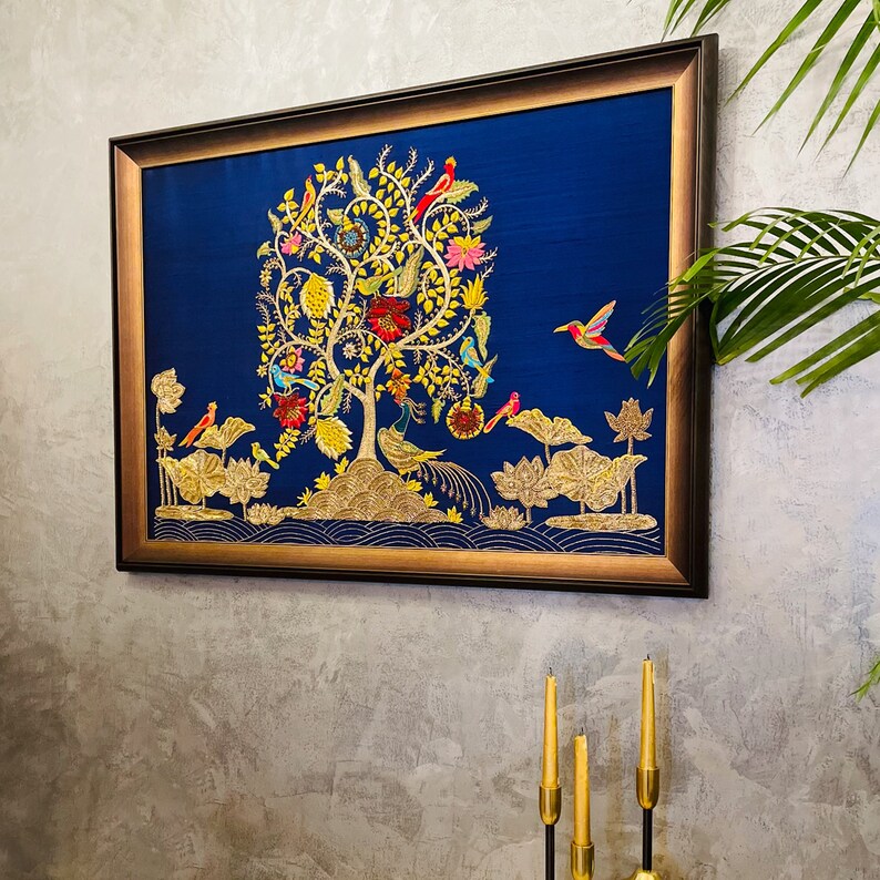 Original Handmade tree of Life Artwork on Raw Silk Fabric Etsy