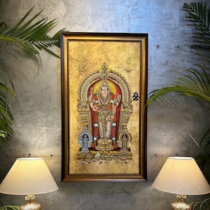 Lord Murugan Swamy Kartikey Handmade Bejewelled Wall Art For Home Office Living Room Hindu Decor & Puja Prayer Temple Artwork, Free Shipping