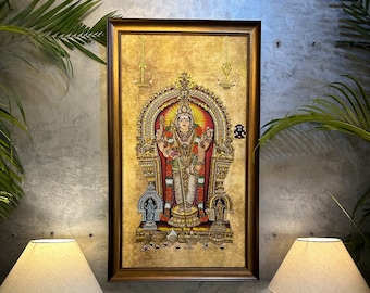 Lord Murugan Swamy Kartikey Handmade Bejewelled Wall Art For Home Office Living Room Hindu Decor & Puja Prayer Temple Artwork, Free Shipping