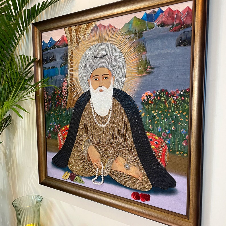 Guru Nanak Dev Ji Handmade Original Embroidered Artwork for Religious ...