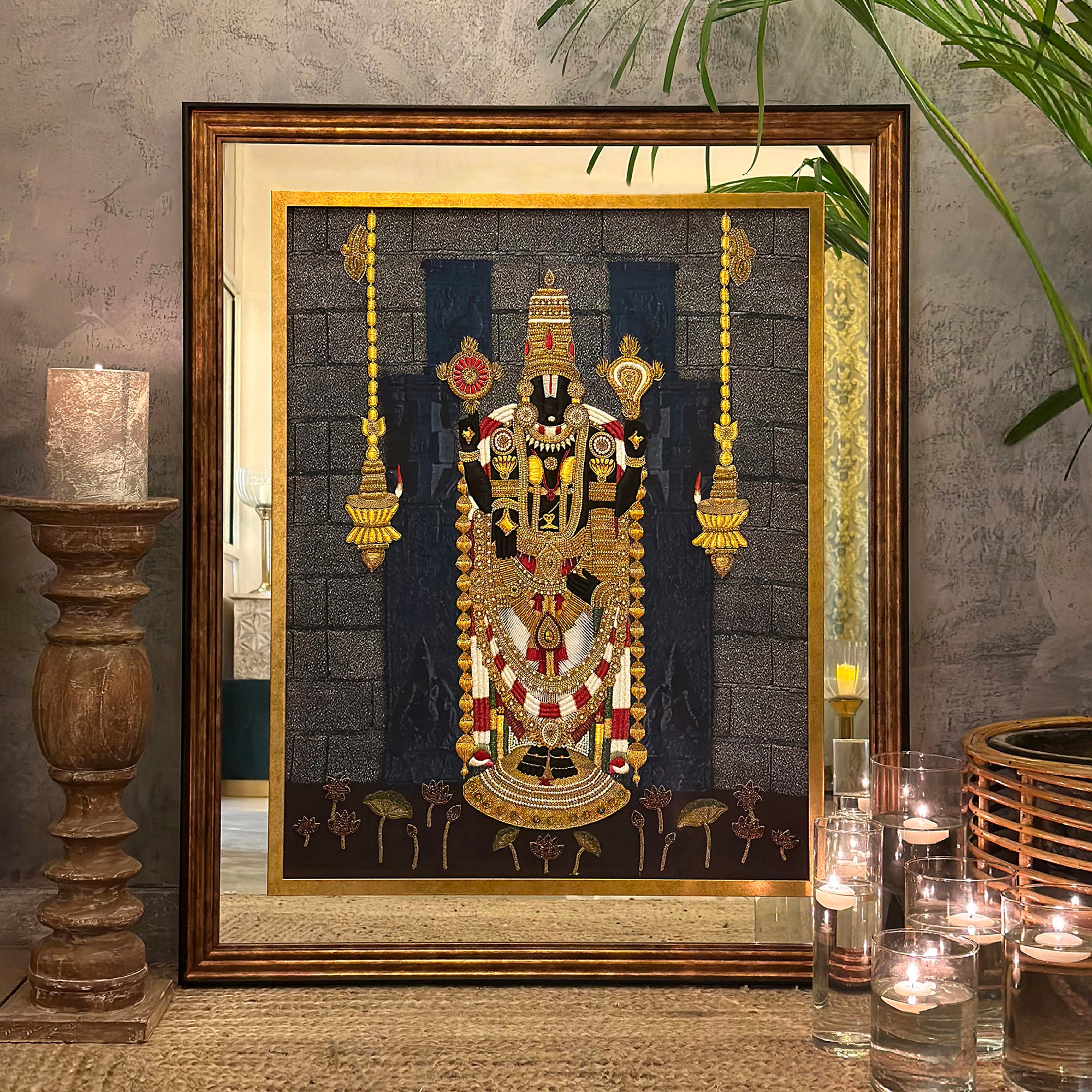 Lord Balaji Big Size Wall Artwork Handmade Embroidered Adult Picture