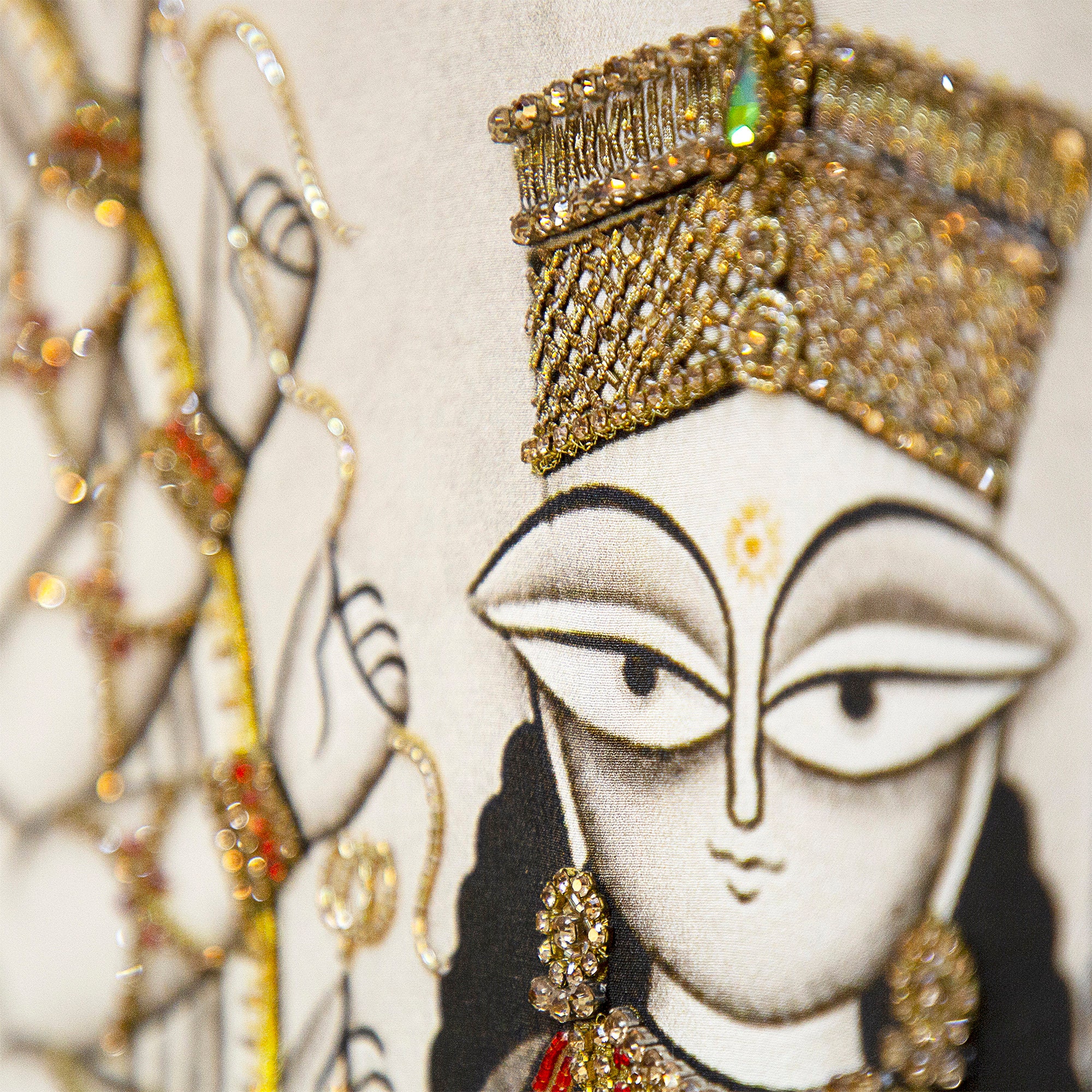 India Art Maa Durga Embroidery & Needlepoint Work Wall Décor Bengali