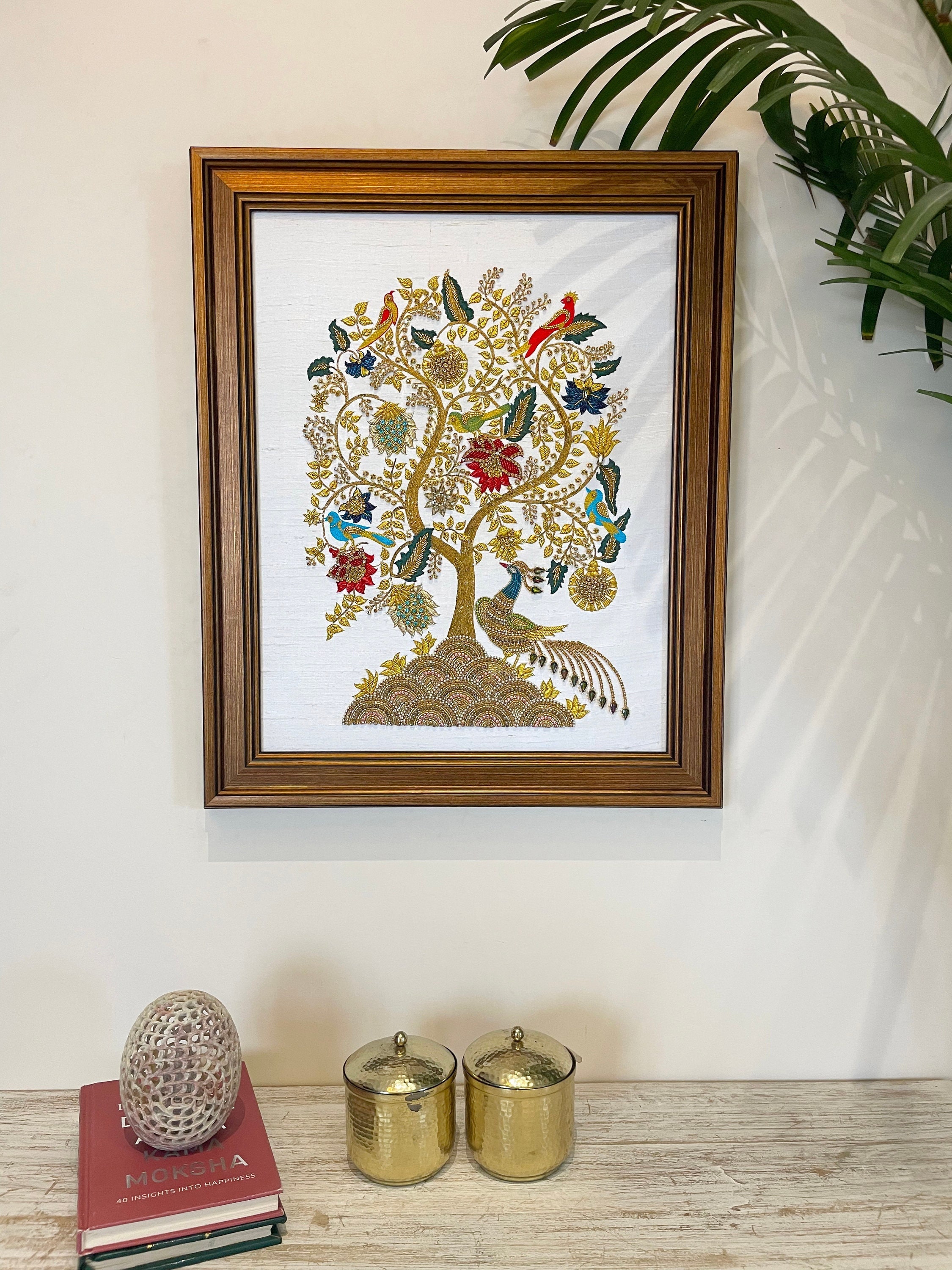 India Wall Art of Kalpataru Tree of Life | Embroidery