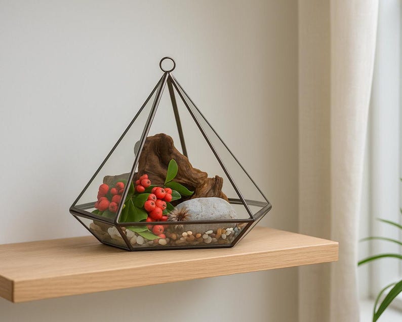 Geometric Glass Terrarium | Modern Minimalist Home Decor | Table Decor | Housewarming Gifts immagine 6