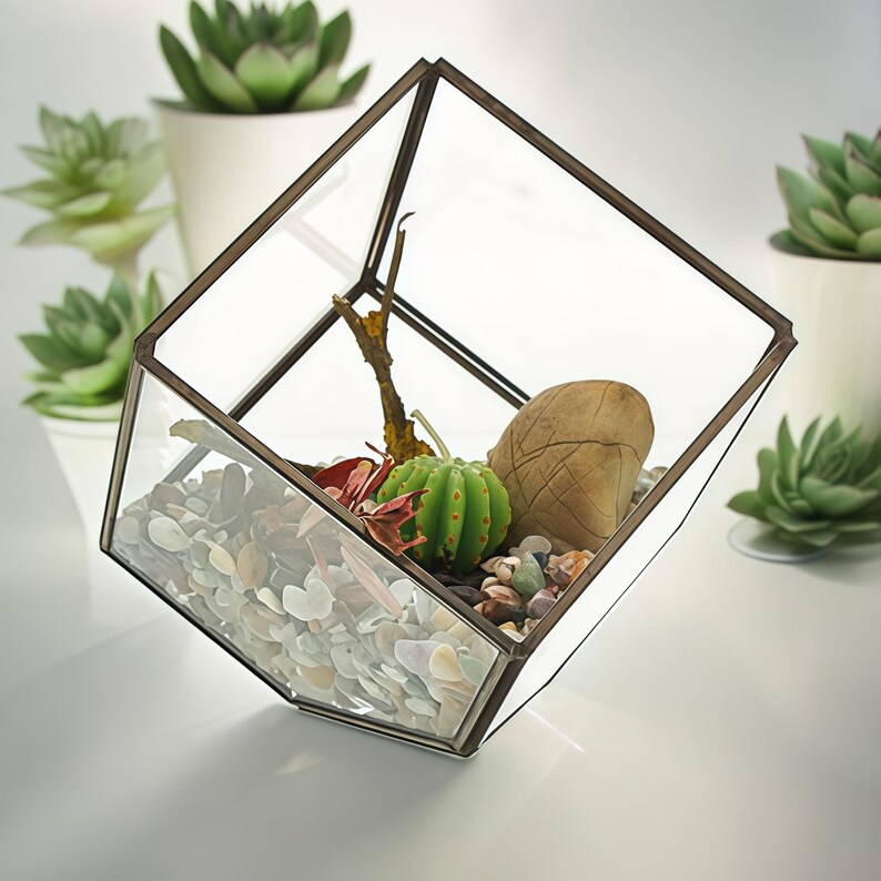 Geometric Glass Terrarium | Modern Minimalist Home Decor | Table Decor | Housewarming Gifts immagine 2