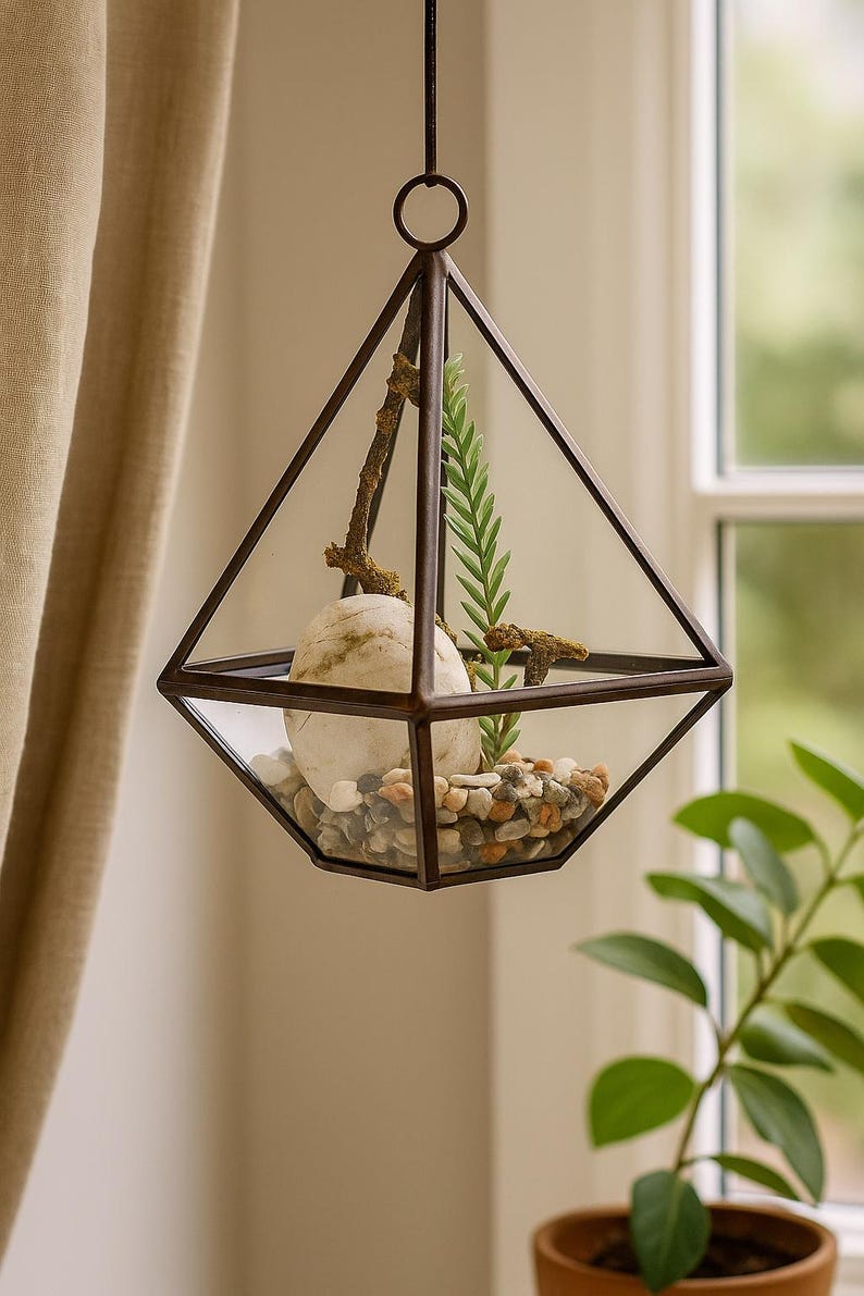 Geometric Glass Terrarium | Modern Minimalist Home Decor | Table Decor | Housewarming Gifts immagine 3