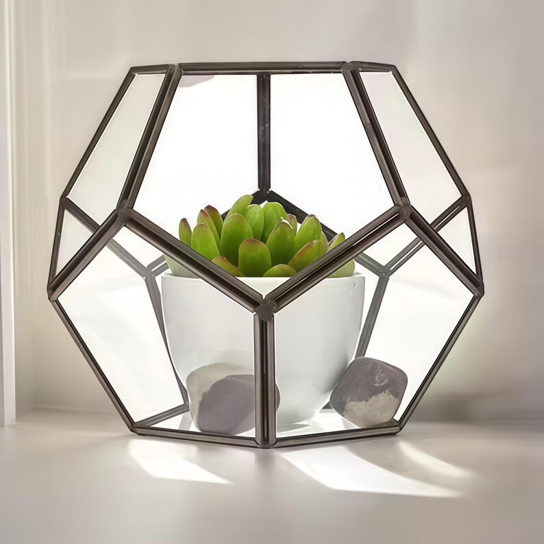 Geometric Glass Terrarium | Modern Minimalist Home Decor | Table Decor | Housewarming Gifts immagine 7