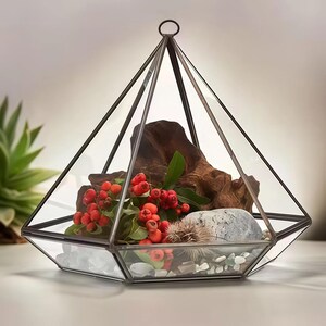 Geometric Glass Terrarium | Modern Minimalist Home Decor | Table Decor | Housewarming Gifts immagine 5