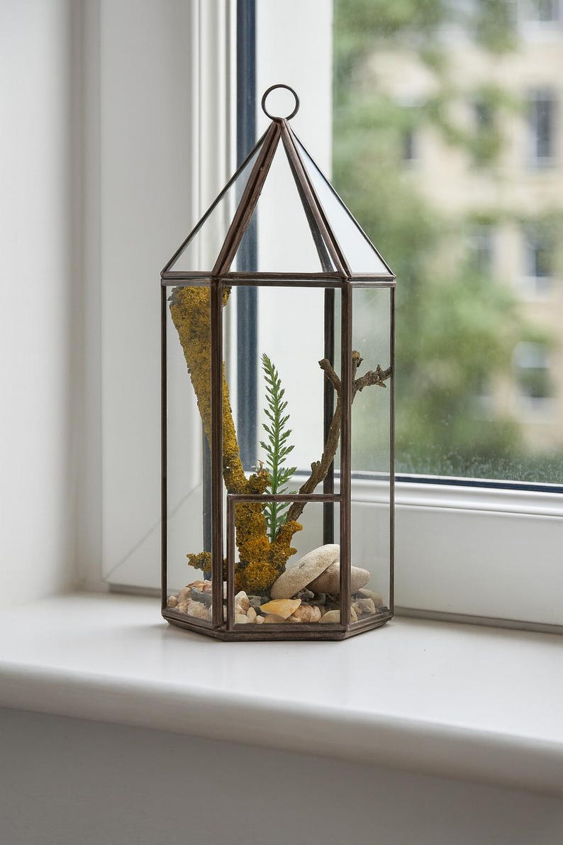 Geometric Glass Terrarium | Modern Minimalist Home Decor | Table Decor | Housewarming Gifts immagine 9