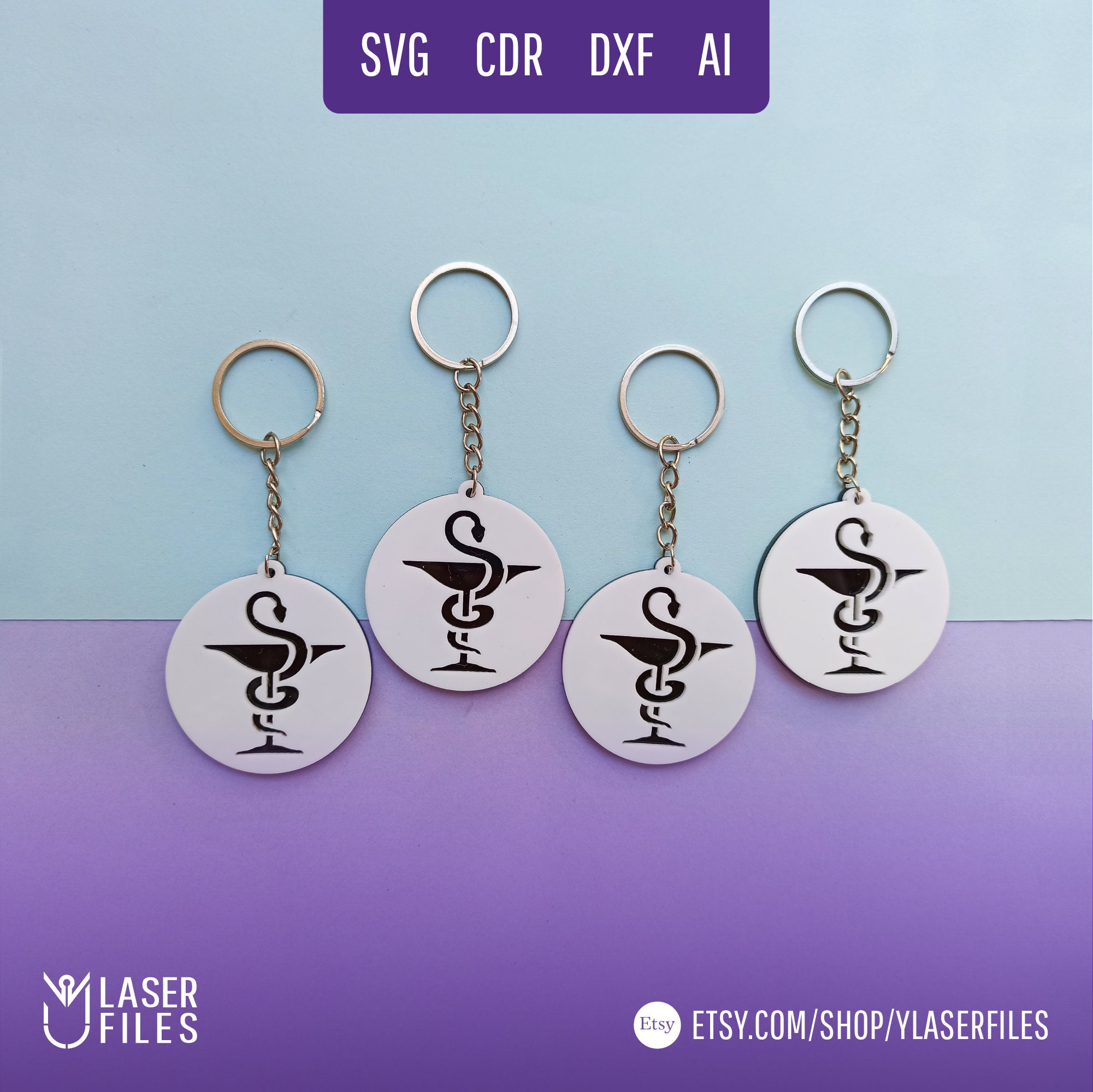 Professions SVG Ai Cdr Dxf Pdf Key Chain Laser Cutting File 9 Pack/set ...