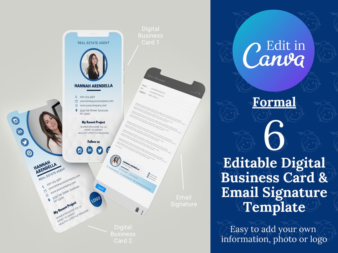 Digital Business Card & Email Signature Template Bundle Etsy