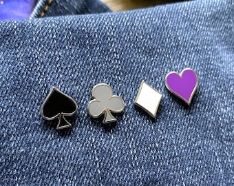 Asexual Pride Playing Card Suite Board Fillers | Hard Enamel Pin, Lapel Pin, Pin Badge, Subtle Ace Pride Pin, LGBTQ, Queer