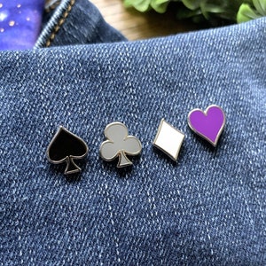 Asexual Pride Playing Card Suite Board Fillers | Hard Enamel Pin, Lapel Pin, Pin Badge, Subtle Ace Pride Pin, LGBTQ, Queer