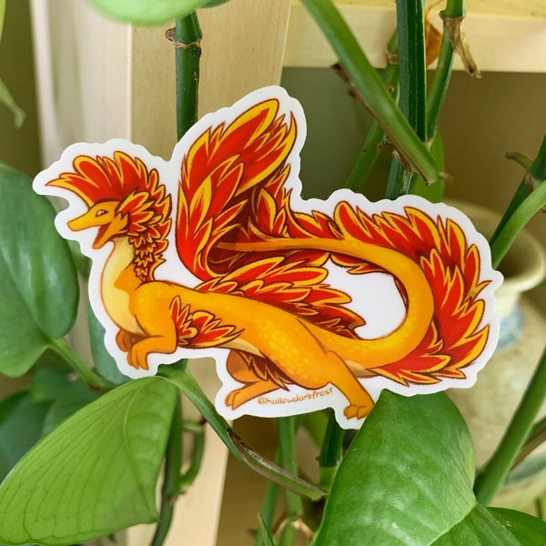 Marigold Dragon Vinyl Sticker | Fantasy, Garden, Flower, Tagetes patula