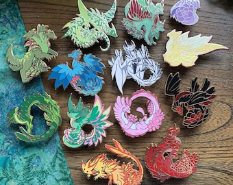 Succulent Dragons Dracoflora Enamel Pin Collection FULL SET | Lapel, Badge, Fantasy, Fat Plants, Echeveria, Kalanchoe, Aeonium