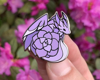 Succulent Dragon Graptopetalum "Murasaki" Hard Enamel Pin B-GRADE ONLY | Lapel Pin, Pin Badge, Fantasy, Fat Plants, Succulents, Garden