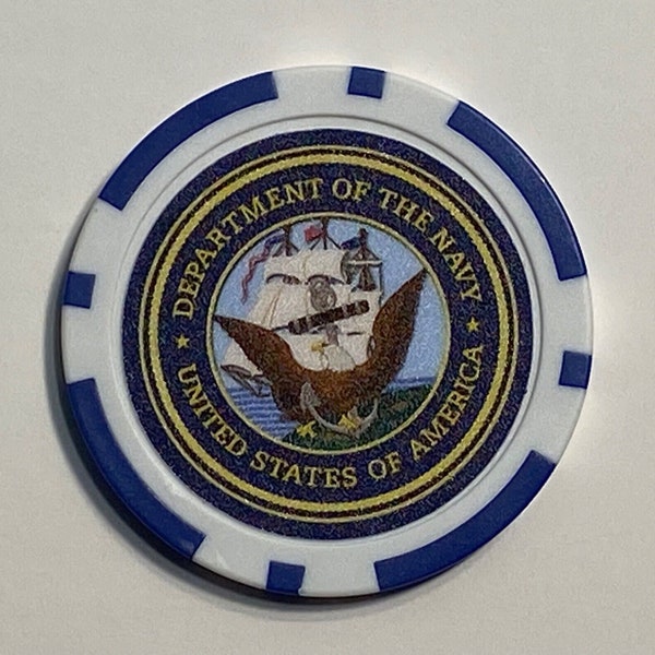 United States Navy - Magnetic Clay Poker Chip - Golf Ball Marker