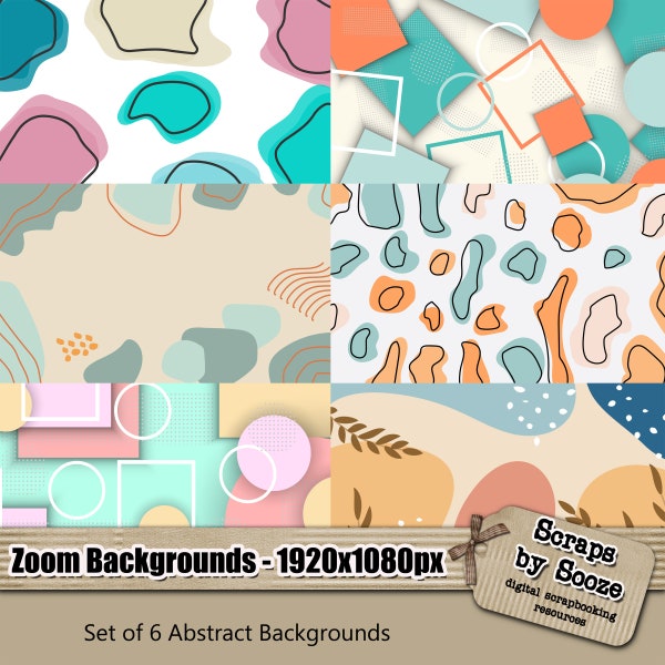 Zoom Backgrounds| Skype| Teams| Hangout | Video Chat -  6 Abstract Designs - 1920x1080px | Colourful |