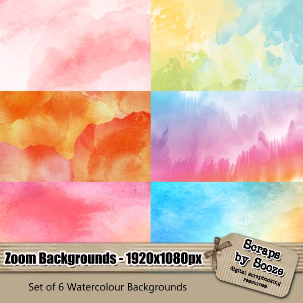 Zoom Backgrounds| Skype| Teams| Hangout | Video Chat - 5 x WATERCOLOUR DESIGNS - 1920x1080px