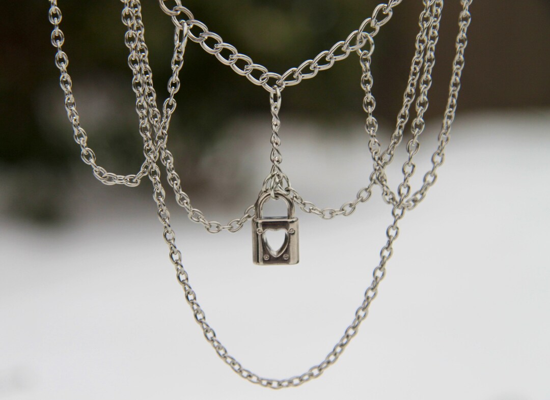 Love Locked Chain Necklace //// Chain Necklace // Elegant Necklace ...