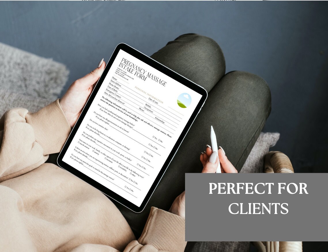 Editable and Printable Pregnancy Massage Client Intake Forms, Editable ...