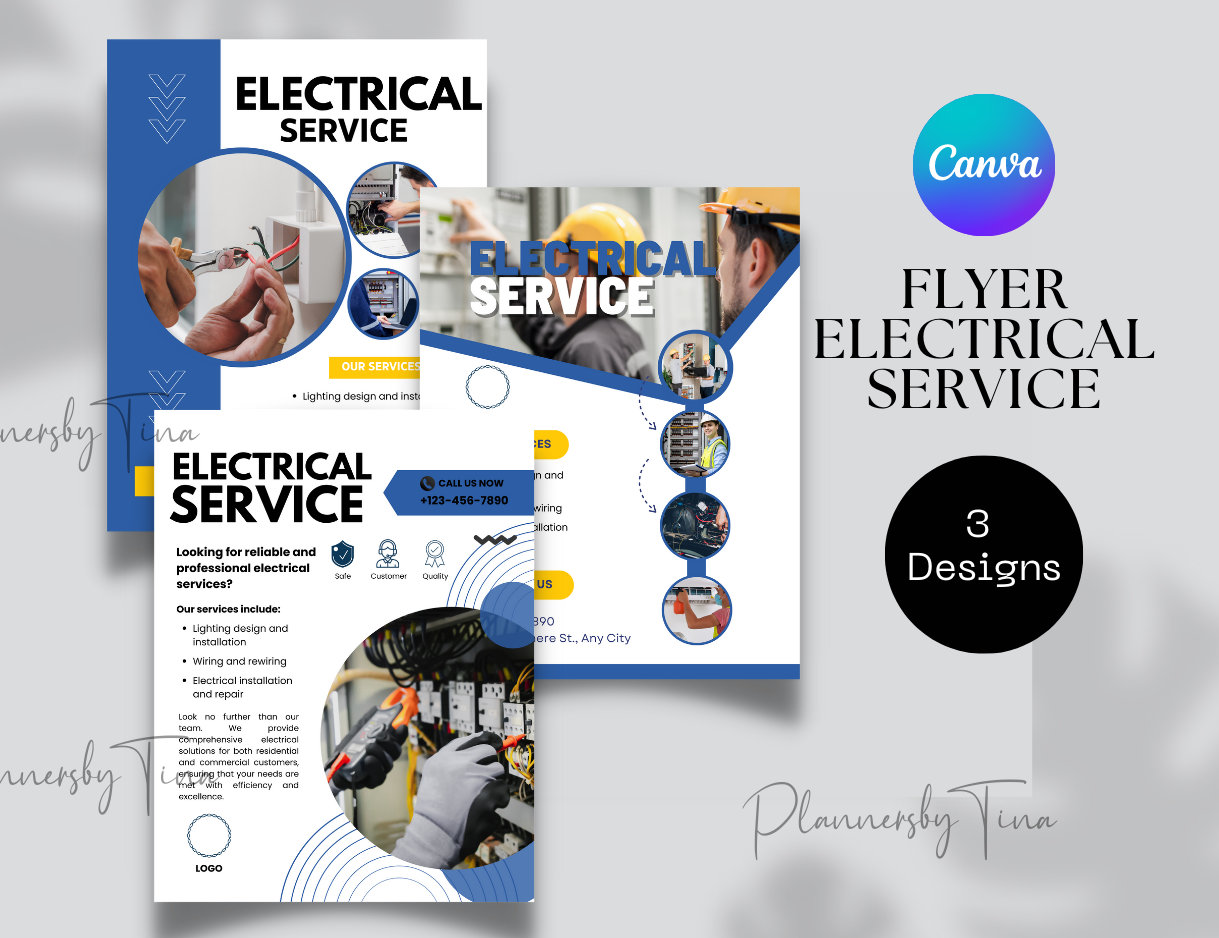 editable and Printable electrical Services Flyer template, Electrical Services Flyer template, Electrical Subcontractor Freelance