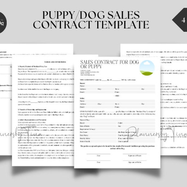 Editable Puppy Sales Contract template, Dog or puppy Sale contract template, Puppy Sale contract Agreement, Dog Sale Contract Agreement