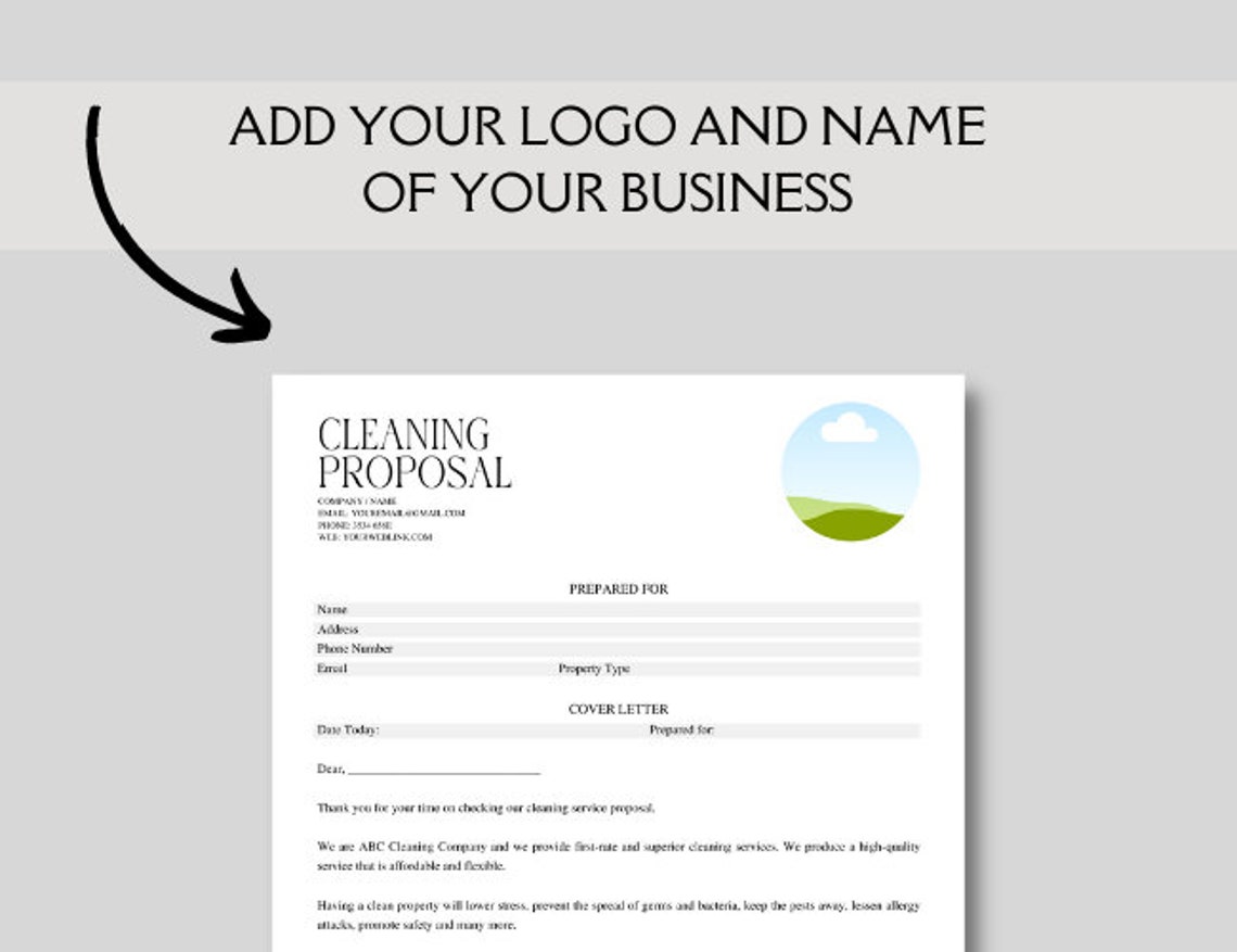 Editable Cleaning Proposal Services Template, Professional Cleaning